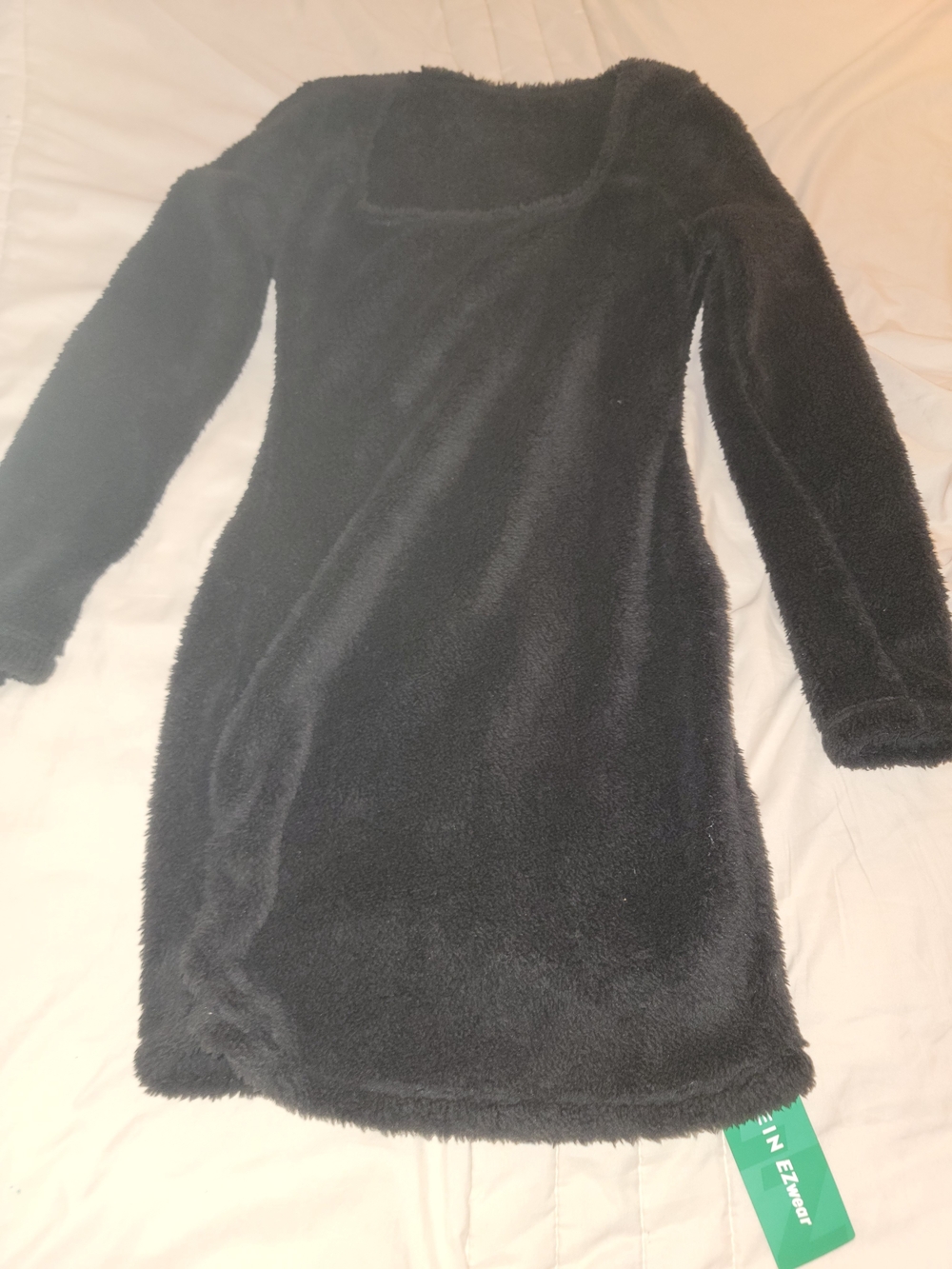 Cozy Black Fuzzy Womans' Dress